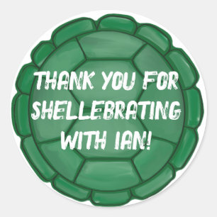 Custom Turtle Shell Boy Birthday Thank You Classic Round Sticker
