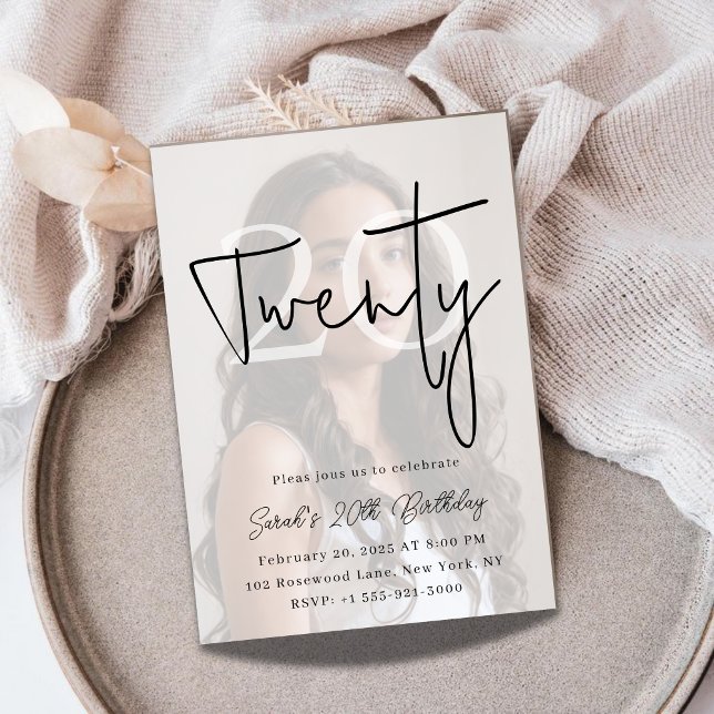 Custom Twenty Modern Birthday Invite (Creator Uploaded)
