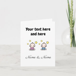Custom Twin Babies Congratulations, Girl & Boy Card