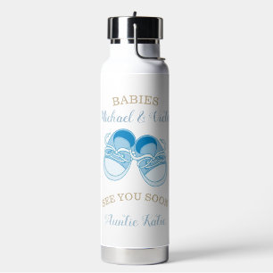 Custom Twin Boys Baby Shoes Name Water Bottle
