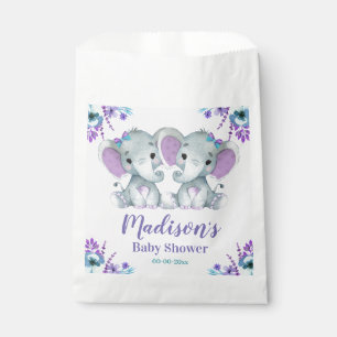 Custom Twin Girl Elephant Baby Shower Favour Bags 