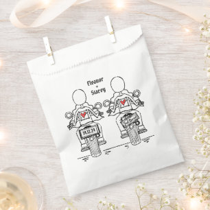 Custom Two Brides Biker Motorcycle Wedding Favour Bags