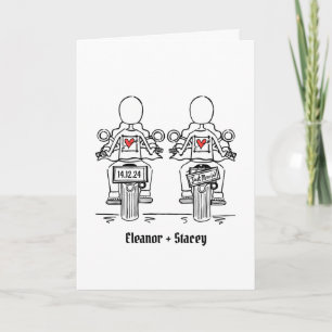 Custom Two Brides Biker Motorcycle Wedding Invitation