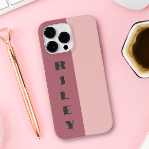 Custom Two Colour Block Rose Gold Blush Big Name iPhone 14 Pro Max Case
