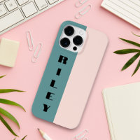 Custom Two Colour Block Rose Pink Teal Big Name