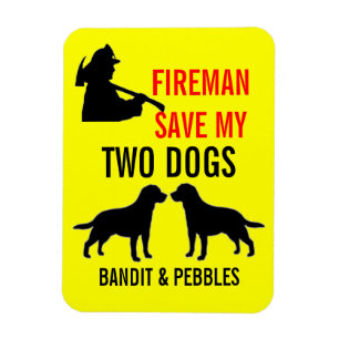 Custom Two Dog Fire Safety Magnet