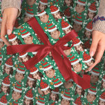 Custom Two Face Photo Funny Christmas Hats Gift Wrapping Paper<br><div class="desc">Personalised Custom Two (2) Face Photos Funny Christmas Hats Gift Wrapping Paper — This simple customisable template allows for the upload of any two tightly cropped face photographs (png) with the background removed (many mobile phone and ai applications available to make this easy as pie) and you can be wrapping...</div>