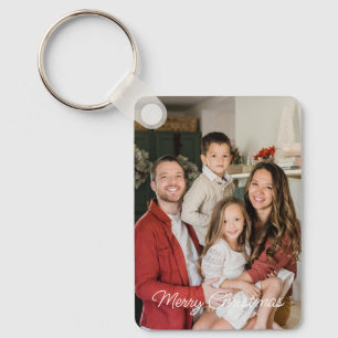 Custom Two Family Photo Double Sided Christmas Key Ring