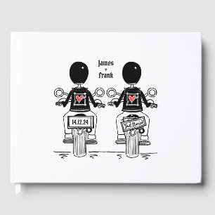 Custom Two Grooms Biker Motorcycle Wedding Guest Book