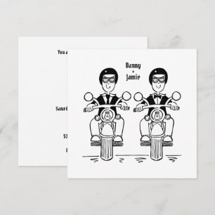 Custom Two Grooms Biker Motorcycle Wedding Invitation