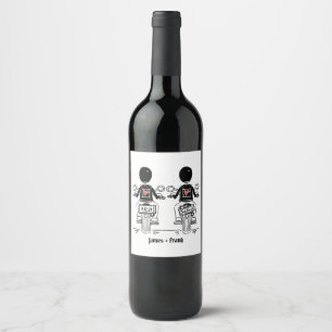 Custom Two Grooms Biker Motorcycle Wedding Wine Label