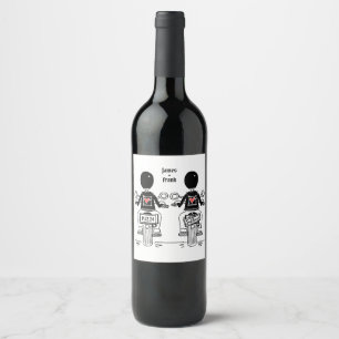 Custom Two Grooms Biker Motorcycle Wedding Wine Label