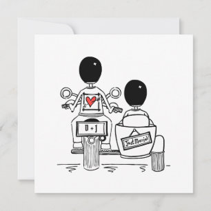 Custom Two Grooms Motorbike and Sidecar Evening  Invitation