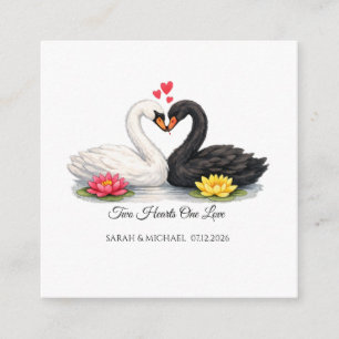 Custom Two Hearts One Love Swans Wedding  Enclosure Card