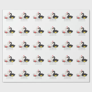 Custom Two Hearts One Love Swans Wedding Wrapping Paper