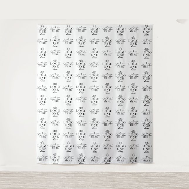Custom Two Logo Event Backdrop Step and Repeat Tapestry (Front)
