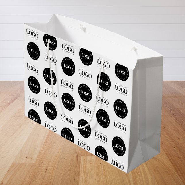 Custom Two Logo Step and Repeat Business Company Large Gift Bag (Creator Uploaded)