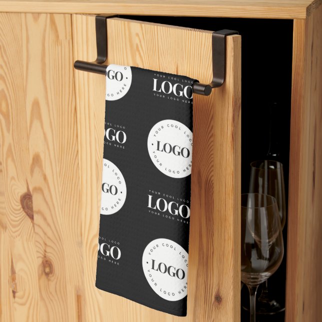 Custom Two Logo Step and Repeat Business Company  Tea Towel (Thirds Fold)