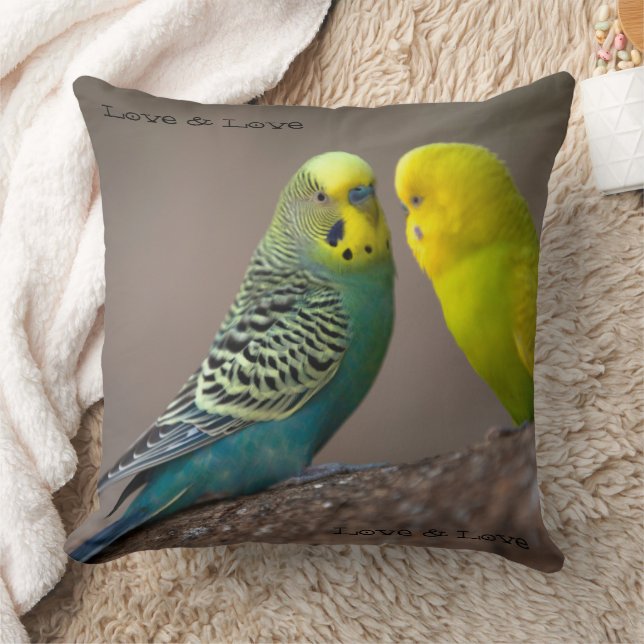 Custom Two parrot image with Love Text  Cushion (Blanket)