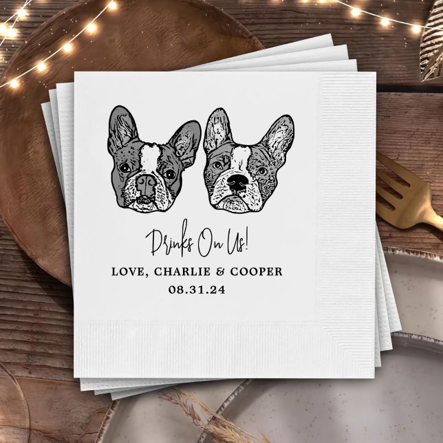 Custom Two Pet Cocktail Napkins Wedding (Creator Uploaded)