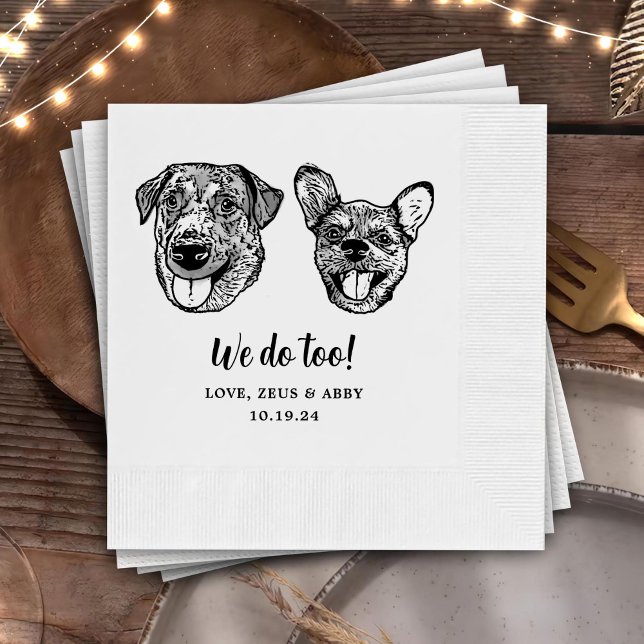 Custom Two Pet Cocktail Napkins Wedding (Creator Uploaded)