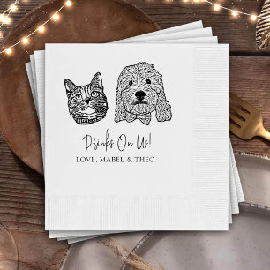 Custom Two Pet Cocktail Napkins Wedding