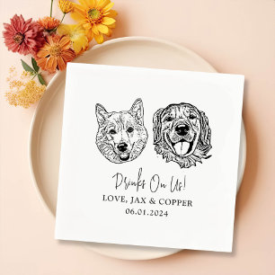 Custom Two Pet Cocktail Napkins Wedding