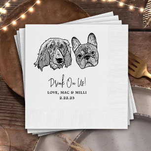 Custom Two Pet Cocktail Napkins Wedding