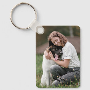 Custom Two Photo and Name Key Ring