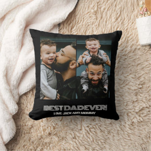 Custom Two Photo Collage Best Dad Ever Cushion
