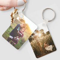 Custom Two Photo Double Sided Aluminium Keychain