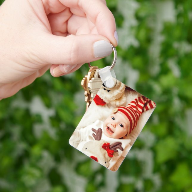 Custom Two Photo Double Sided Aluminium Keychain (Hand)