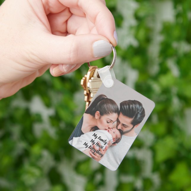Custom Two Photo Double Sided Aluminium Trends Key Ring (Hand)