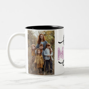 Custom Two Photo Double Sided Best Mum Ever Two-Tone Coffee Mug