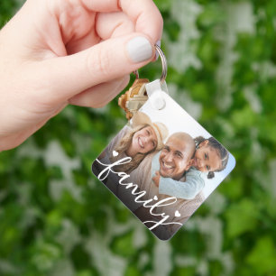 Custom Two Photo Double Sided Family Photo Key Ring