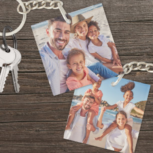Custom Two Photo Double Sided Family Photo Key Ring