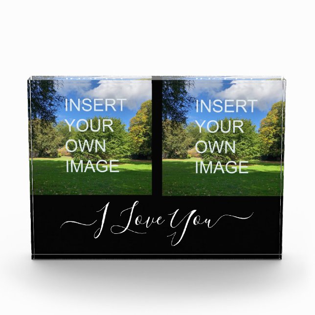 Custom Two Photo I Love You Script Block (Front)