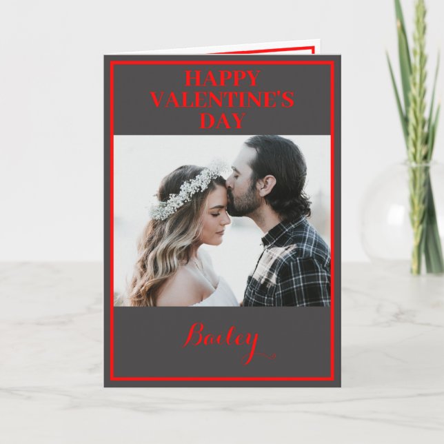 Custom Two Photo Valentine's Day Folded Card (Front)