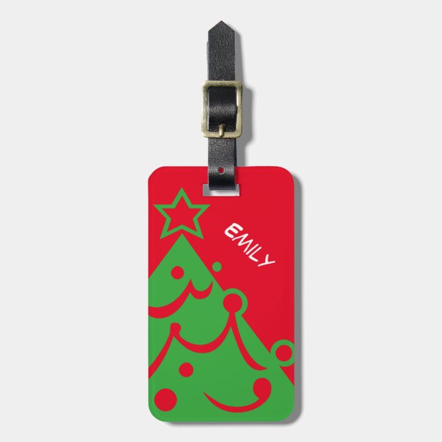 Custom Two Sided Christmas Tree Luggage Tag (Front Vertical)