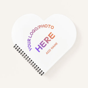 Custom Two-Sided Corporate Logo Heart Notebook
