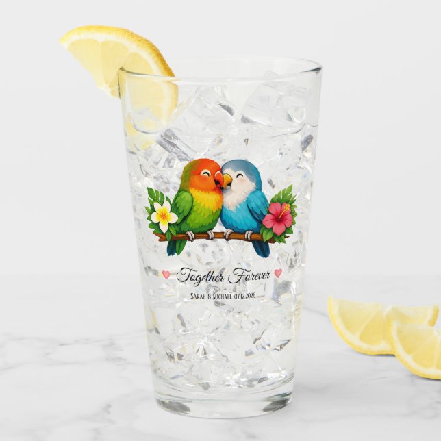 Custom Two-Sided Lovebirds Glass (Front Ice)