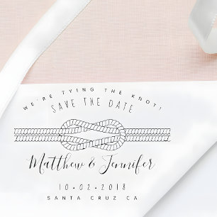 Custom Tying The Knot Rustic Script Save The Date Rubber Stamp