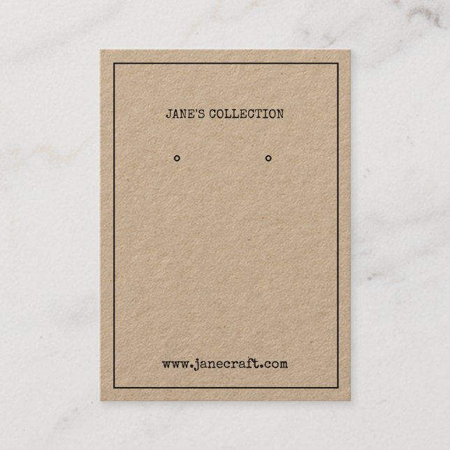 Custom Typewriter Jewellery Earrings Display Card (Front)