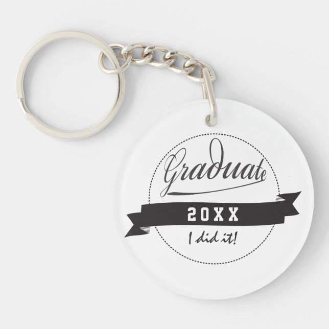 Custom Typography Graduate Seal Key Ring (Front)