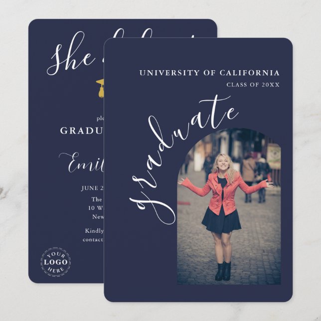 Custom Typography Graduation Party Invitation Card (Front/Back)