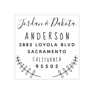 Custom Typography Married Couple Return Address Rubber Stamp