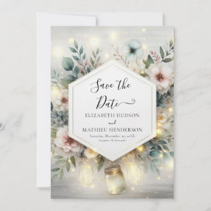 Custom Typography Mason Jar Wedding  Save The Date