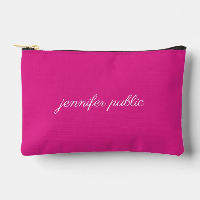 Custom Typography Name Or Text Template Solid Pink Accessory Pouch (Front)