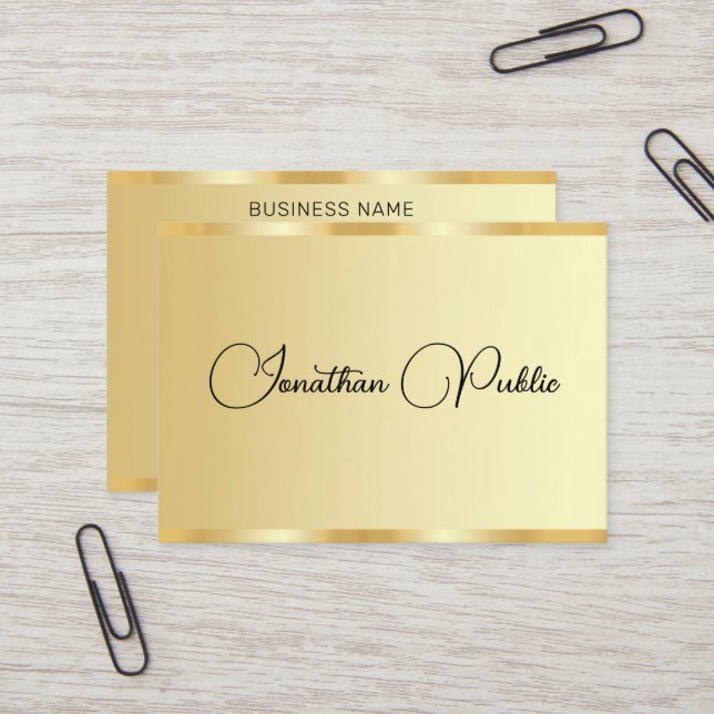 Custom Typography Script Gold Look Professional Business Card (Front/Back In Situ)