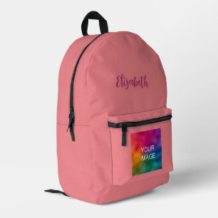 Custom Typography Script Name Charisma Solid Colou Printed Backpack
